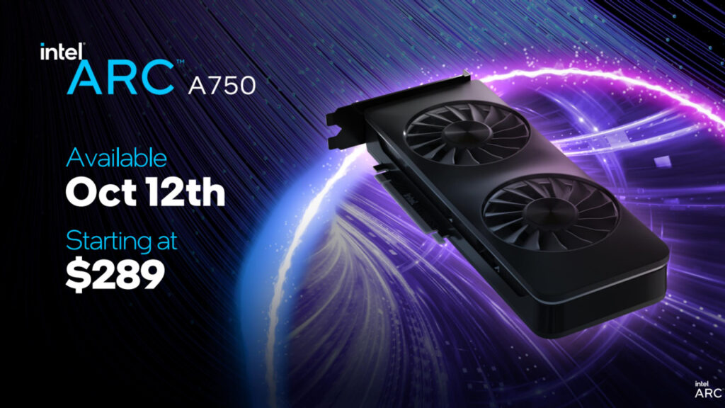 Launch date and pricing for the Intel A750 GPU.