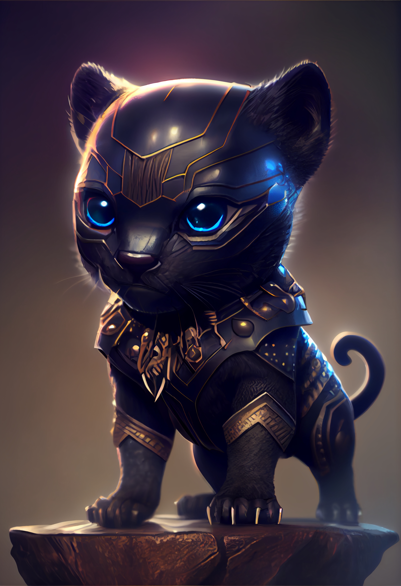 ai generated black panther kitten