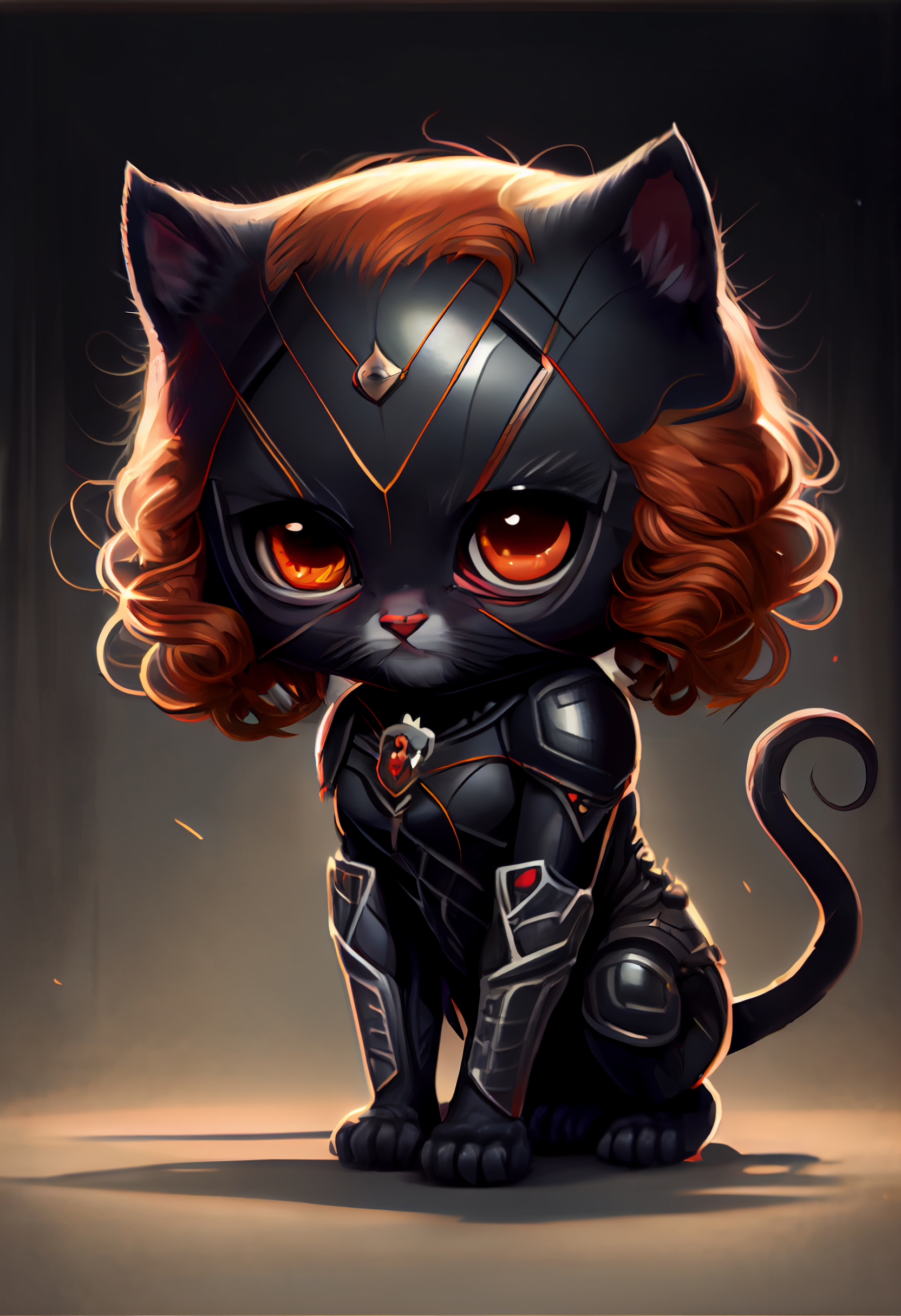 ai generated black widow kitten
