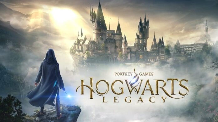 Main title screen from Hogwarts Legacy.