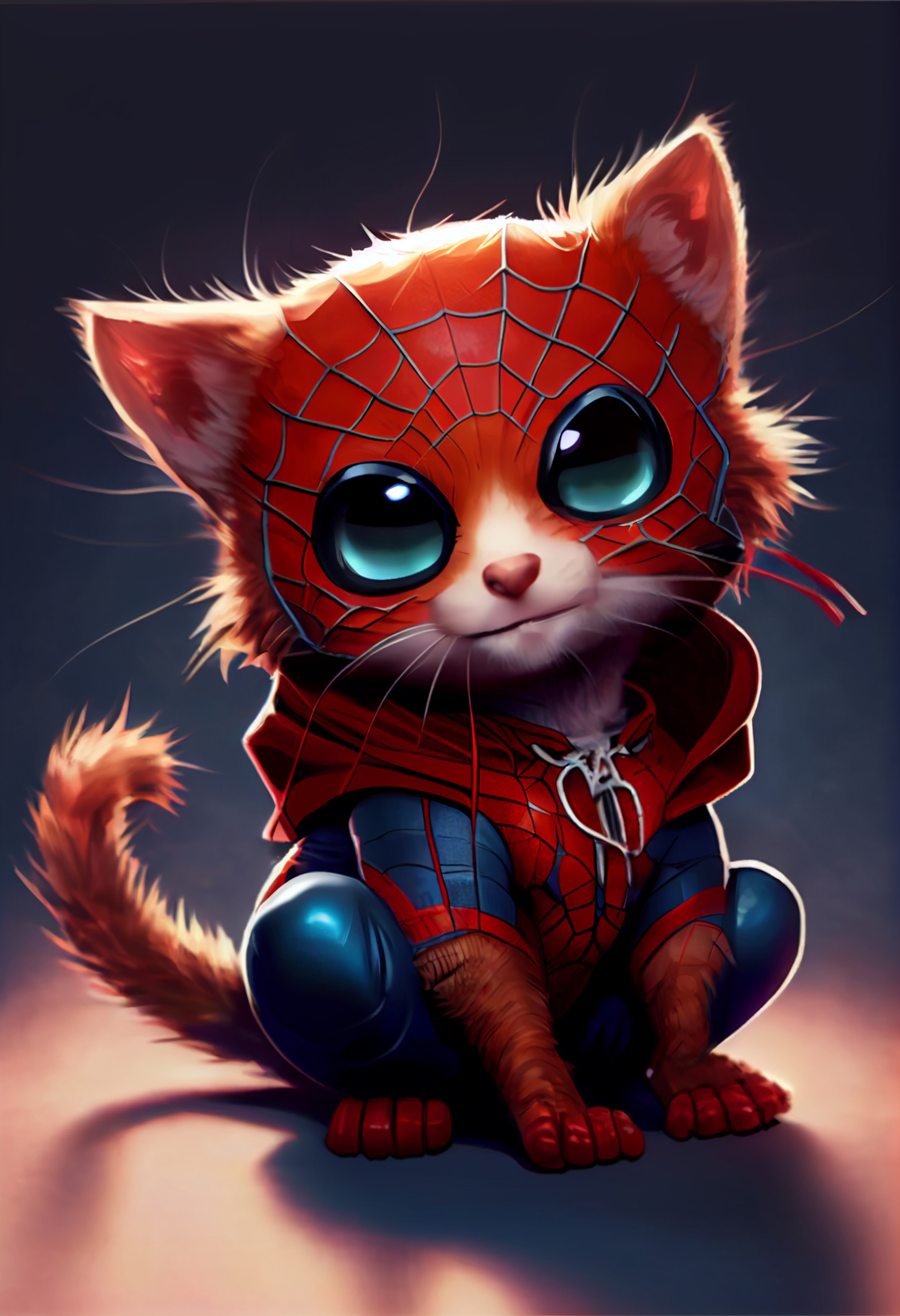 ai generated spider man kitten