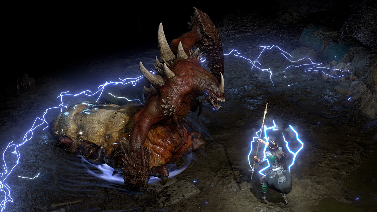A sorceress facing off with Duriel in Diablo 2 Resurrected.