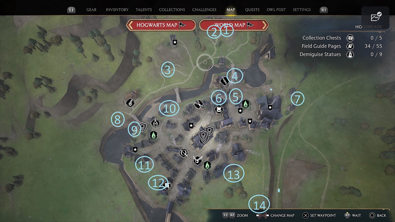 Hogsmeade Eye chest locations - Full Hogsmeade Map Hogwarts Legacy
