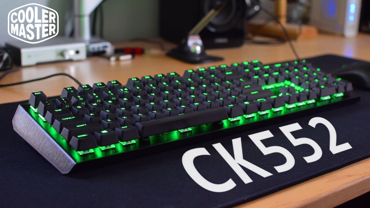 The Cooler Master CK552 on a full desk mat.