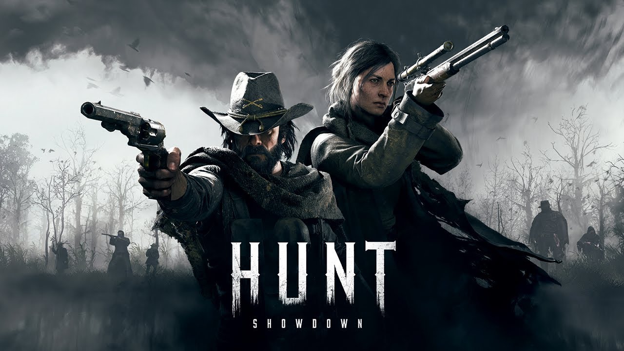 Two players taking aim on a promotional image for Hunt: Showdown.