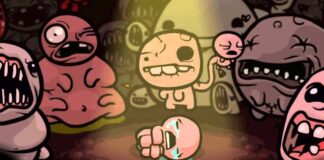 Isaac surrounded by horrible monsters from The Binding of Isaac.