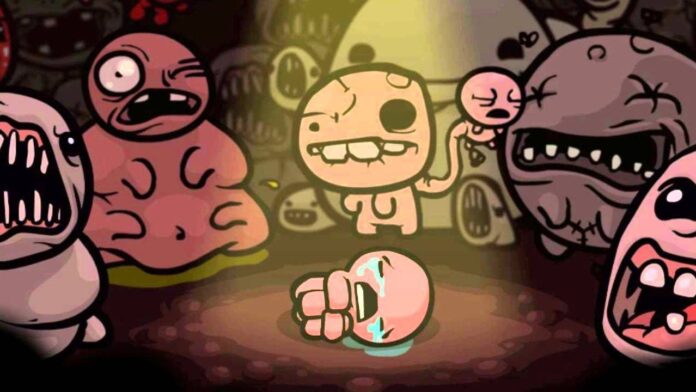 Binding of Isaac Feature Image Isaac surrounded by horrible monsters from The Binding of Isaac.