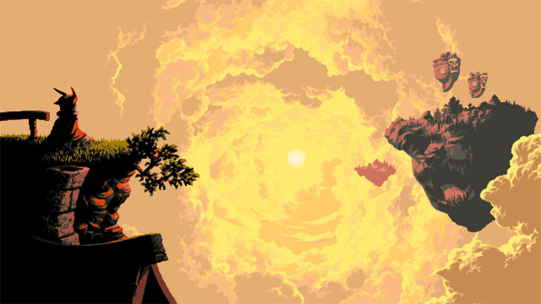 A beautifully drawn landscape from Owlboy.