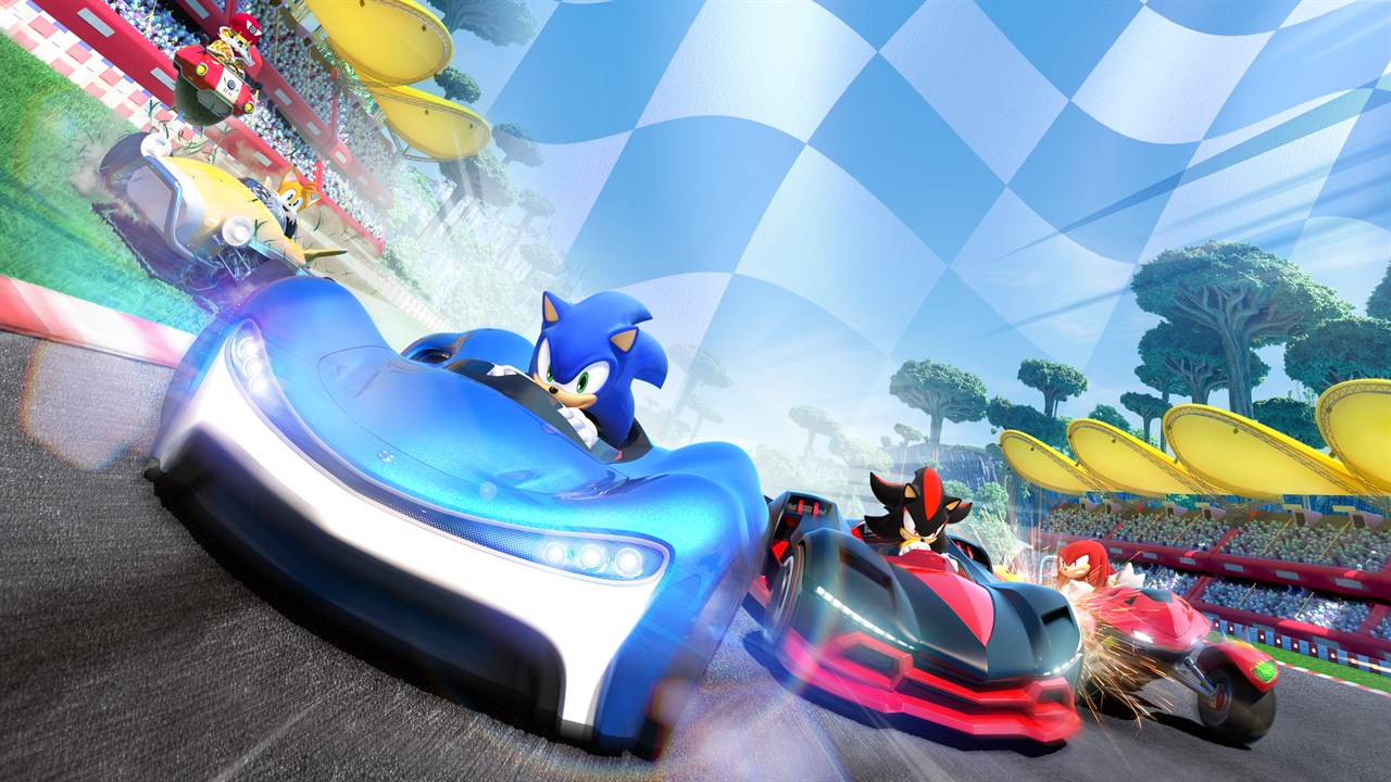 Sonic doing his hardest to stay ahead in Team Sonic Racing.
