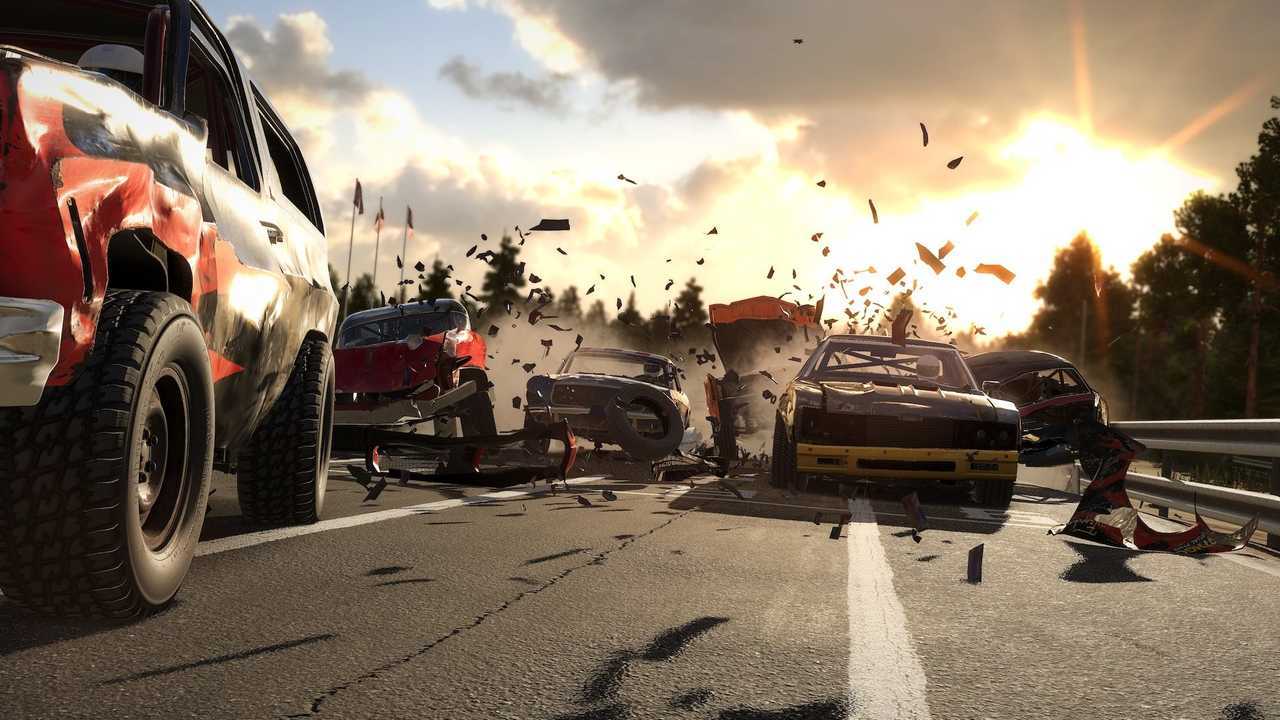 Screenshot of Wreckfest gameplay showing the beautiful destruction.