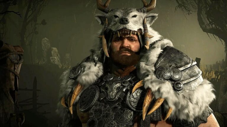 Ingame screenshot with a Druid in the character selection screen.