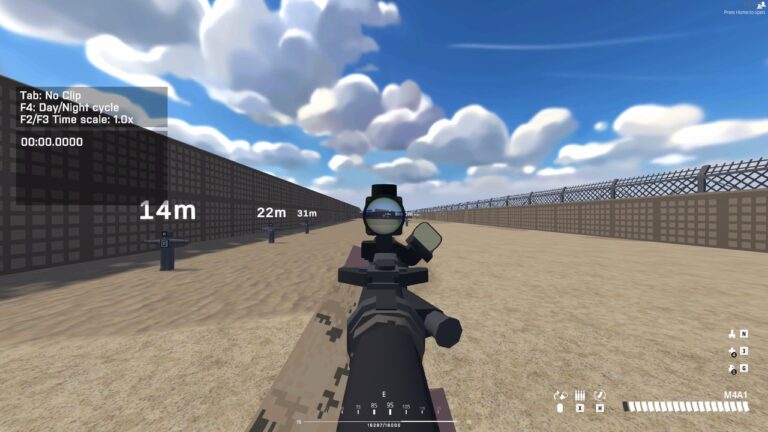 Taking an M4 out for practice at the shooting range in Battlebit Remastered.
