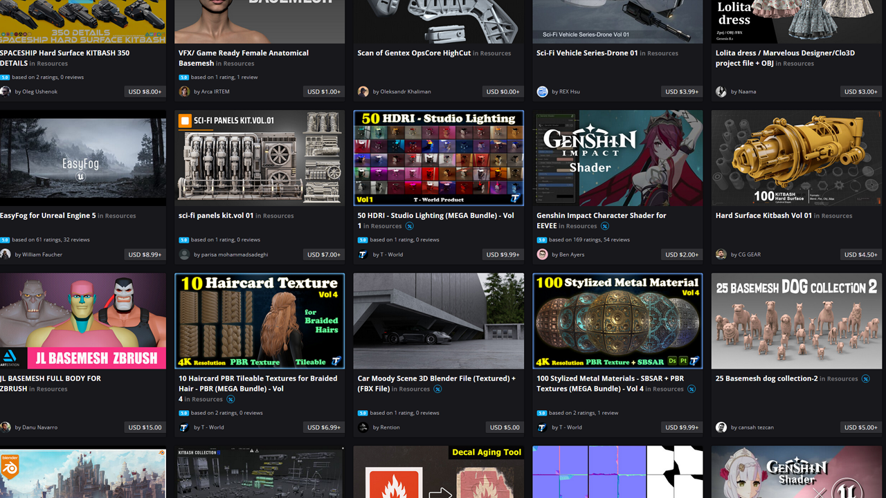 3D models for Unity from the Artstation marketplace